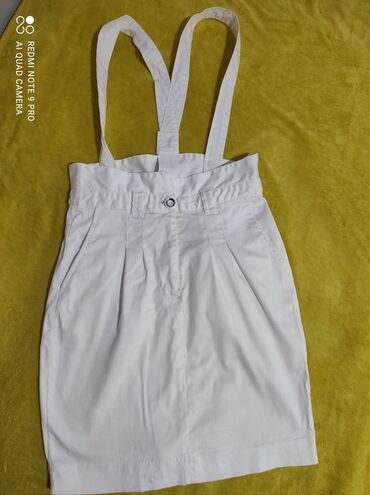 duga kožna suknja: M (38), Mini, color - White
