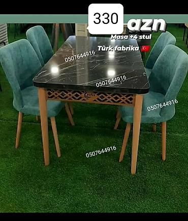 Masa və oturacaq dəstləri: Mətbəx üçün, Yeni, Açılan, Dördbucaq masa, 4 stul — 1
