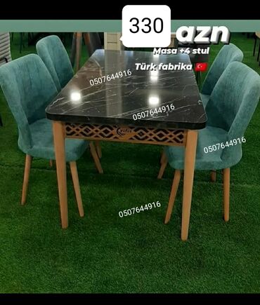 Masa və oturacaq dəstləri: Mətbəx üçün, Yeni, Açılan, Dördbucaq masa, 4 stul — 9