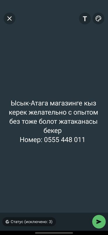 кафе шашлык: Вакансия: продавец в магазин (Ысык-Ата) - Место работы: Ысык-Ата -
