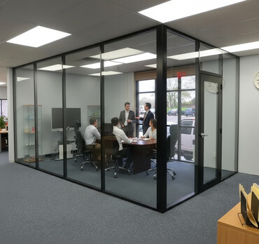 шкаф для документов со стеклом: На заказ Цельностеклянная перегородка, Для офиса, Бронированное стекло