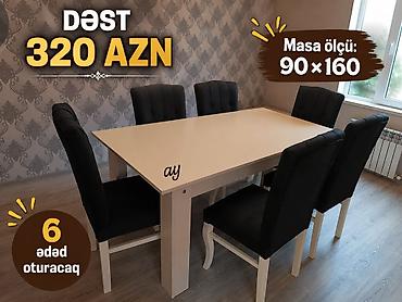 Yemək otağı üçün masa–stul dəsti. - Dəst: 1 masa + 6 ədəd oturacaq - lalafo.az -da Yemək otağı üçün masa–stul dəsti. - Dəst: 1 masa + 6 ədəd oturacaq -