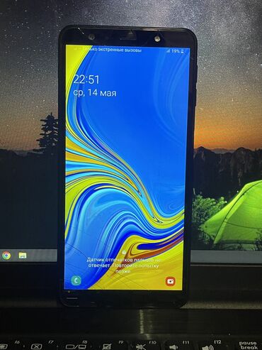 Samsung: Samsung Galaxy A7 2018, 64 GB, rəng - Göy, Qırıq, Sensor, İki sim kartlı