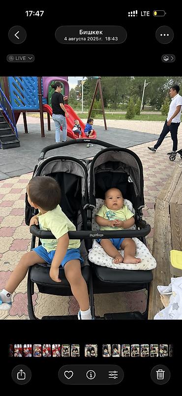 близнецов: Детская коляска для двоих (twin/двойняшек), прогулочная, бок-о-бок — 2