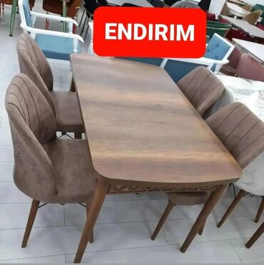 kuxna stol: Mətbəx üçün, Yeni, Açılan, Dördbucaq masa, 4 stul, Türkiyə
