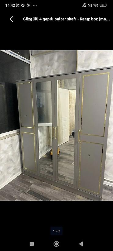 desmalar: Güzgülü 4 qapılı paltar şkafı - Model: 4 qapılı, orta hissədə 2 ədəd — 2