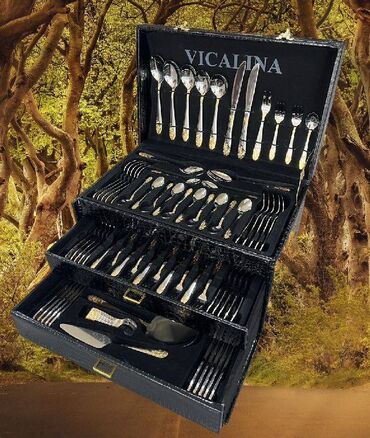 набор ложка вилка нож: Чемодан столовый набор Vicalina на 12 персон, 85 предметов !