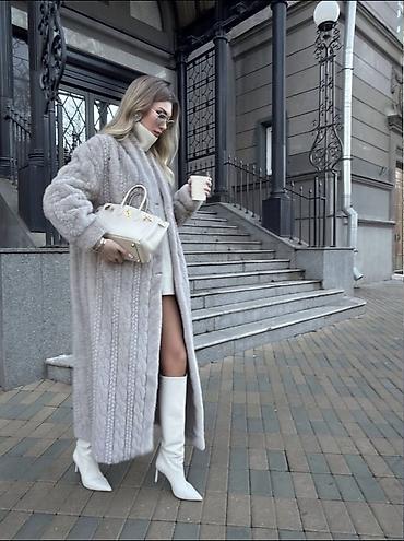 Шубы: Шубы из эконорки — женские длинные модели - Натуральная эко норка — 7