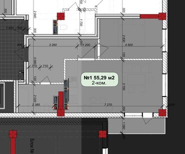Продажа квартир: 2 комнаты, 55 м², Элитка, 4 этаж, ПСО (под самоотделку) — 2