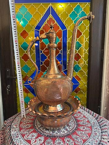 antik samovar alıram: Misdən hazırlanmış əl işi samovar/qəndil tipli su qabı dəsti isteyen — 2
