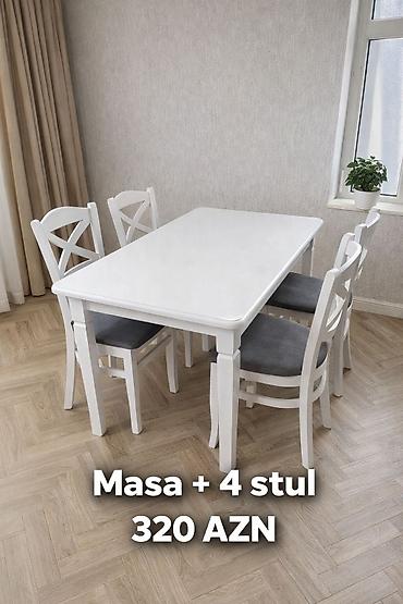 xara parca: Mətbəx/qonaq otağı üçün masa və 4 stul dəsti - Rəng seçimləri: qara — 2