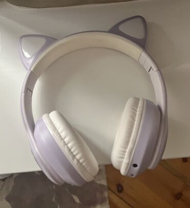 bluetooth nauşniklər: Körpə qulaqlıqları – pişik qulaqlı dizaynlı, LED işıqlı 💜ƏLA