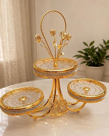 əlifba tortları: Tort və şiriniyyat qabı, rəng - Qızılı, Metal — 1