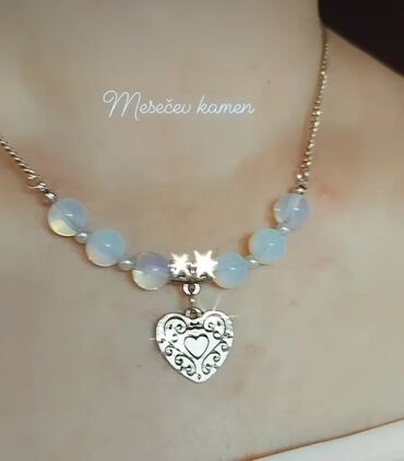 Ogrlice: Ogrlice od kristala mesečev kamen plavi malahit crni turmalin mesečev — 7