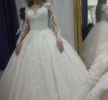 Xanım gəlinlik paltarı – bal porsiyon (prinsess) kəsimi - Rəng: süd