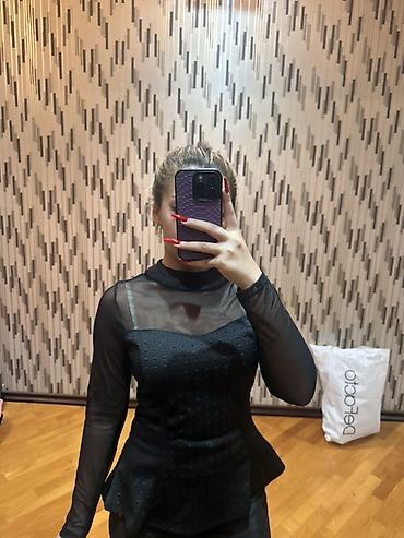 cins walvar: Qara şifon bluz – mesh detallı, peplum kəsim - Rəng: qara - Material — 1