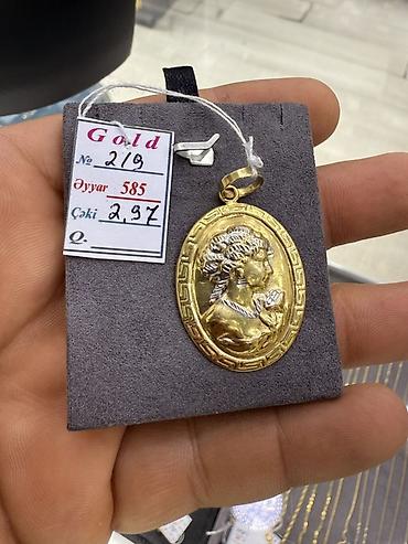 583 əyar qizil: Kulon, Sarı qızıl, 585 Əyar, Qaşsız, 2 g — 1