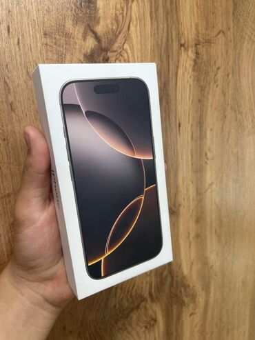новые телефоны: IPhone 16 Pro, Жаңы, 256 ГБ, Desert Titanium, Коргоочу айнек, Каптама, 100 %