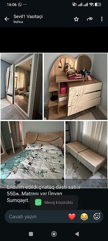 Endirim edildi.çYataq dəsti satılır 550₼. Matrası var.Ünvan lalafo.az -da Endirim edildi.çYataq dəsti satılır 550₼. Matrası var.Ünvan