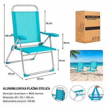 KMT Aluminijumska stolica tirkiz 295749 Kompaktna i lagana
