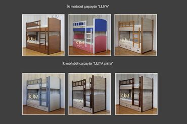İkimərtəbəli uşaq çarpayıları: Oğlan və qız üçün, Yeni, Çarpayı, Matras ilə, Siyirməli, Taxta — 7
