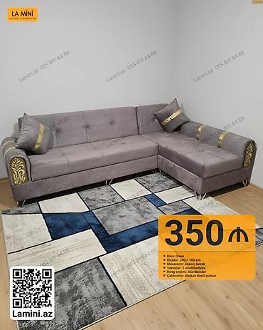 Künc divan – La Mini - Ölçü: 260 × 160 sm - Mexanizm: açılan, bazalı