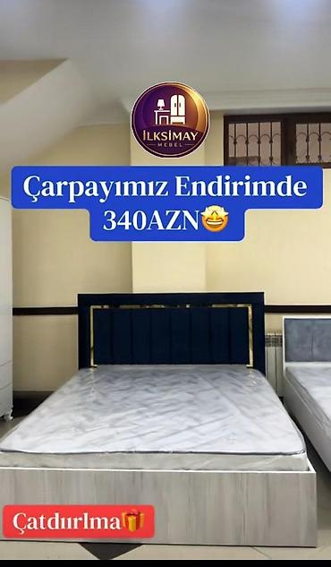Yataq otağı dəstləri: Yataq dəsti – müasir dizayn, boz-qızılı tonlarda. Komplekt: - 4 — 12