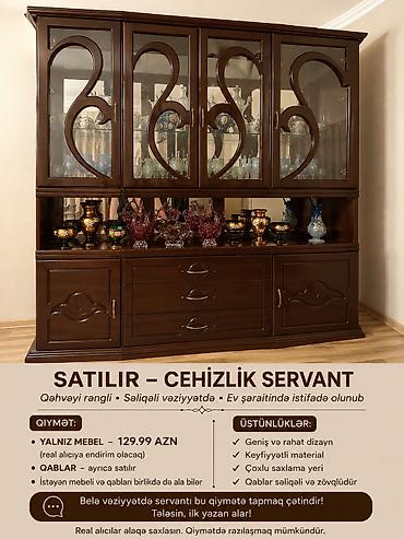 Satilir – Qehveyi rengde cehizlik servant Ev seraitinde temiz ve