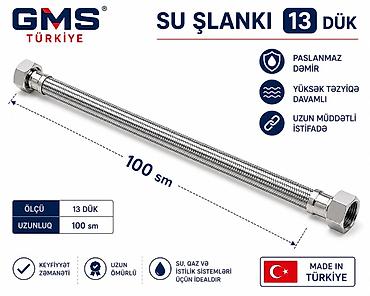 Duş şlanqları: GMS Türkiyə su şlanqı – 13 dük, 100 sm (3.60 azn) Xüsusiyyətlər: - — 1