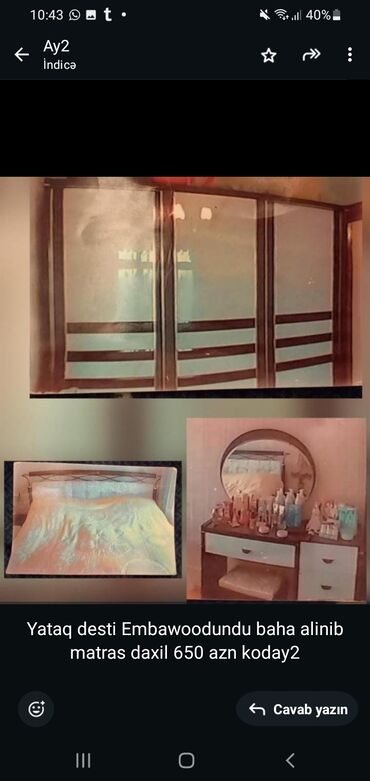 Akvarium aksessuar və ləvazimatları: Yataq desti Embawoodundu baha alinib matras daxil 650 azn koday2