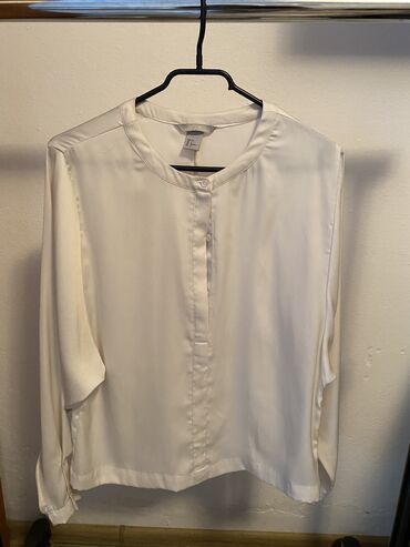 košulje lacoste: H&M, S (EU 36), Saten, bоја - Mlečno-bela