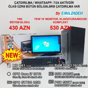 3770: Masaüstü Kompüter "ATX 320-2 DDR3 1155 H61/Core i7 3770/16GB