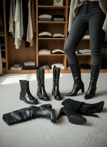 Ботинки и ботильоны: Женские осенне‑зимние сапоги и ботильоны — набор из нескольких пар — 15