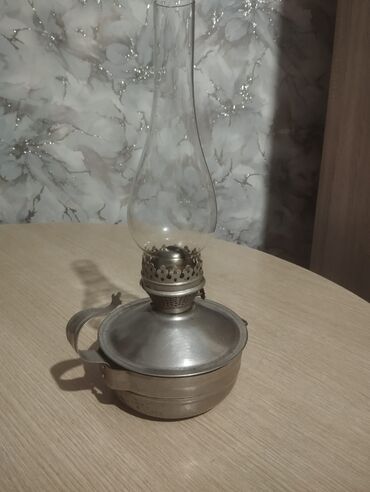 ваза стеклянная прозрачная высокая без узора: Kerosin/mazut üçün klassik fitilli lampa - Material: metal gövdə və