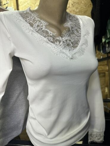 прозрачное женское нижнее белье: Блузка, Классическая модель, Трикотаж, Однотонный, Удлиненная модель