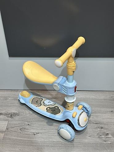 scoot: Детские трехколесные самокаты 1) Голубой 3-в-1 со съемным сиденьем - — 2