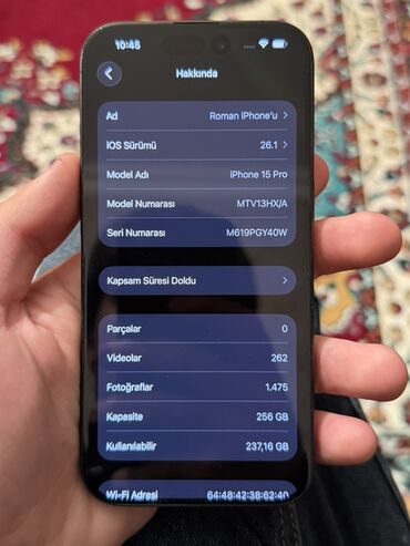 Apple iPhone: IPhone 15 Pro, 256 GB, Qara, Simsiz şarj, Face ID — 7