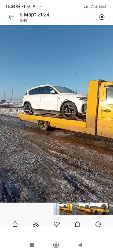 аренда машине: Гидроманипулятору менен, Көтөргүсү менен, Сынган платформасы менен