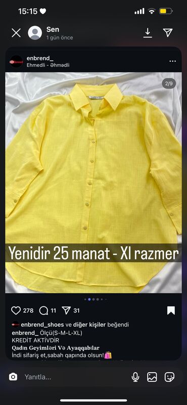 cins salvarlar ve koynekler: Yenidir, enbrend mağazsından alınıb razmer uyğun gelmedi Xl razmerdir