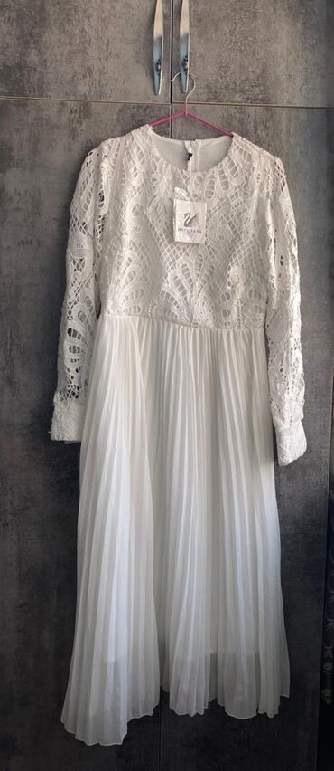 белые платье: Повседневное платье, Длинная модель, L (EU 40)