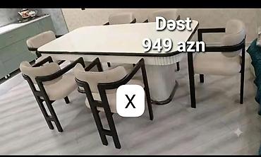 Yemək otağı dəsti – 949 AZN - Komplekt: 1 masa + 6 stul - Stil lalafo.az -da Yemək otağı dəsti – 949 AZN - Komplekt: 1 masa + 6 stul - Stil