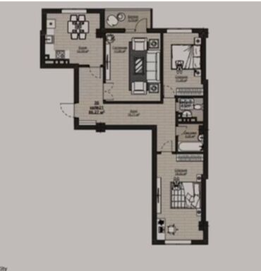 квартира бишекек: 3 комнаты, 87 м², Элитка, 10 этаж, ПСО (под самоотделку)