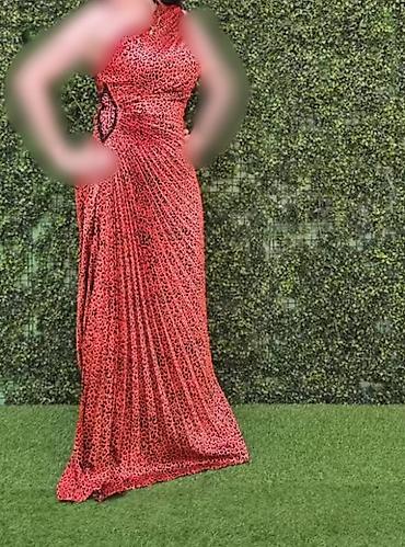 xonca bezemek: Turuncu qara leopard naxışlı uzun ziyafət geyimi - Model: bir — 3