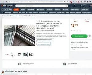 Tehnički kablovi: Ravan koaksijalni “passe-fenêtre” konektor/kabl za prozor – za prolaz — 15