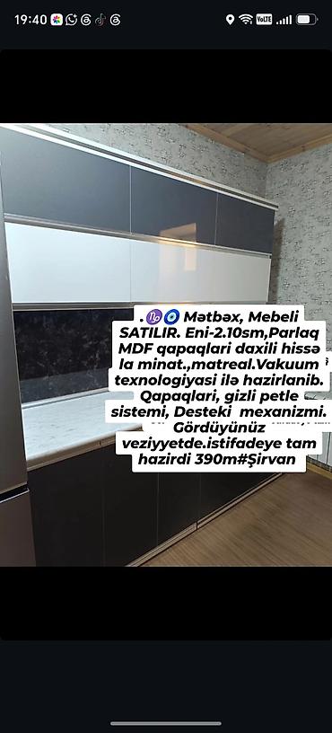 utu masası qiymeti: Mətbəx mebeli satılır. - Ölçü: eni təxminən 2.10 m - Üst və alt dolab — 1