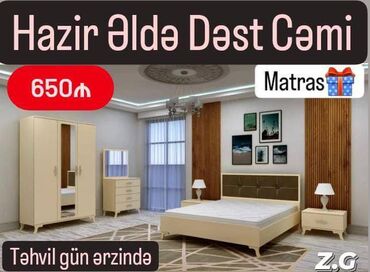 Masa və oturacaq dəstləri: İkinəfərlik çarpayı, Dolab, Termo, 2 tumba, Azərbaycan, Yeni