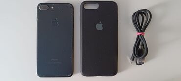 телефоны poko: IPhone 7 Plus, Колдонулган, 256 ГБ, Кара, Заряддоочу түзүлүш, Коргоочу айнек, Каптама, 100 %