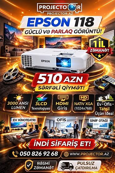 proyektor qiymetleri: İşlənmiş Portativ Proyektor Epson, Ödənişli çatdırılma — 3