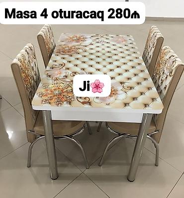 Masa və oturacaq dəstləri: 🇹🇷Turkiye istehsali. Metbex masa desti Masa 4 oturacaq Masa 80*130 — 3