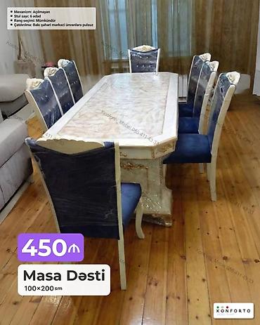 Masa Dəsti – 100×200 sm - Mexanizm: Açılmayan - Stul sayı: 6 ədəd -